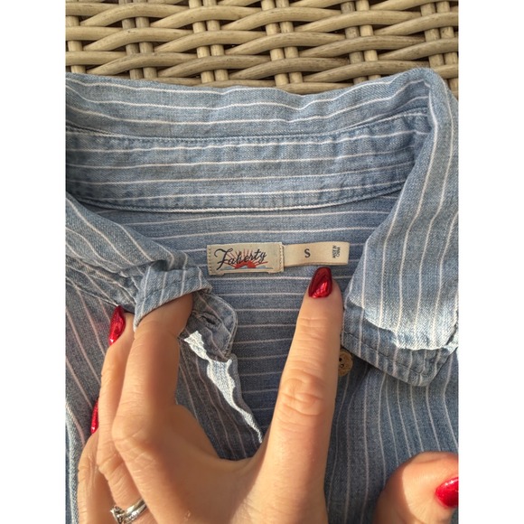 Faherty Breeze Striped Linen Blend Buttondown Shirt Small‎ layered boho classic - Picture 5 of 9